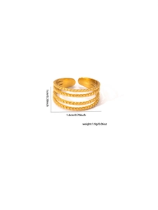 Macro detail of 18k gold-plated multi-layer beaded ring showing dimensions and texture