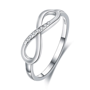 Minimalist S925 sterling silver infinity ring for women with micro-set cubic zirconia