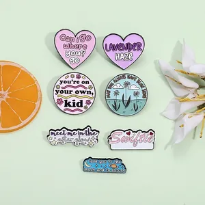 Creative Alloy Enamel Brooch Cartoon Flower Heart Letter Lapel Pin Aesthetic Music Fan Jewelry Gift Pin Badge Accessories