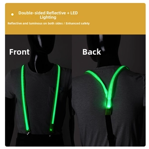 Front and back views of an adjustable LED glowing reflective safety vest for night sports