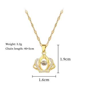 Detailed crown necklace dimensions showing 1.6x1.9cm pendant and 40+5cm chain length