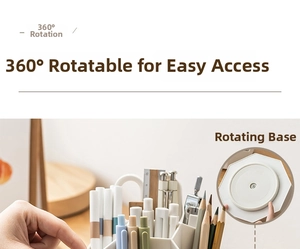 Close-up of the 360-degree rotating base on a large capacity desk stationery organizer