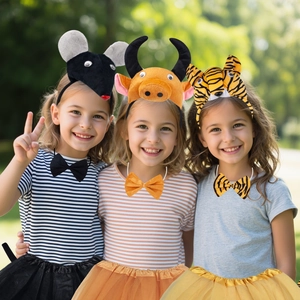 Kids 3D animal headband set with bowtie and tutu skirt for cosplay costumes