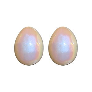 Boucles d'oreilles ovales nacrées avec éclat sirène rose irisé pour femmes