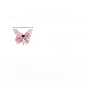Dettaglio del fermaglio per capelli rosa in acrilico e tulle con dimensioni specifiche