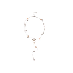 Double-layered necklace featuring star pendant and water drop tassel with pearls