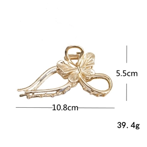 Golden butterfly metal hair claw clip for thick hair, 10.8cm large shark clip for women