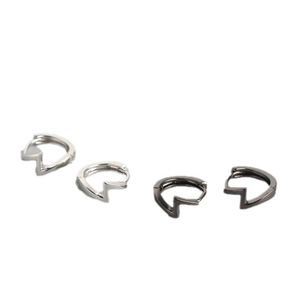 Minimalist S925 sterling silver lightning bolt hoop earrings in silver and black colors