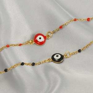 Evil Eye Bracelet Stainless Steel Enamel Beads Adjustable Turkish Style Ethnic Fashion Jewelry Gift For Women Girls