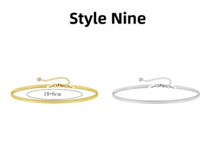 Flat snake chain bracelets in gold and silver finish with 18+6cm length markings