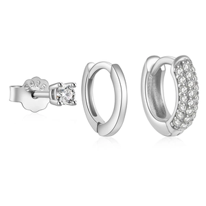 Detailed view of S925 sterling silver earring set with sparkling cubic zirconia studs