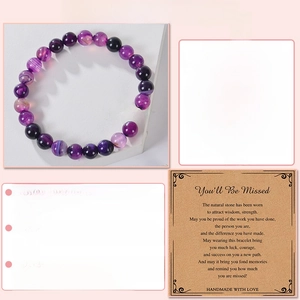 Pink zebra stone butterfly bracelet with sentimental farewell card for graduation gifts