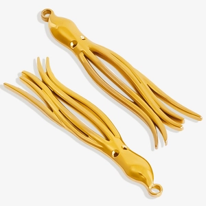 Polished golden 304 stainless steel octopus ocean charms for DIY necklace and jewelry