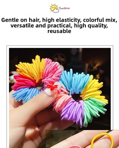 Detailed macro view of colorful elastic hair bands showcasing high elasticity and texture