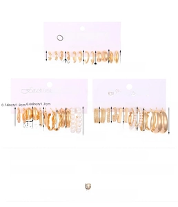 Detailed dimensions of gold geometric earrings set with pearl accents and zinc alloy material