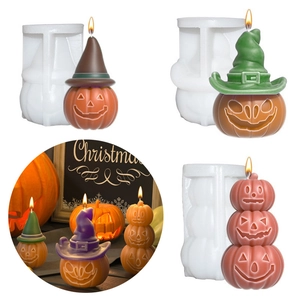 Halloween Pumpkin Silicone Mold Wizard Hat Stacked Jack-O-Lantern DIY Candle Soap Resin Plaster Handmade Craft Making