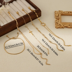 Minimalist double-layered 18k gold-plated titanium steel beaded bracelets and chains