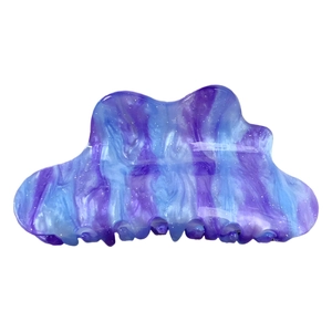 Elegant purple and blue marble pattern cloud hair claw clip with glitter finish