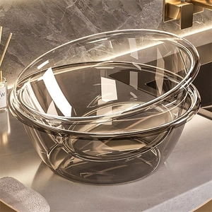 PET Thickened Clear Washbasin Round Multi Purpose Plastic Household Basin For Bathroom Laundry Kitchen Modern Luxury Style