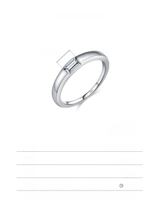 Detailed view of rectangle cut emerald cut cubic zirconia ring in 925 sterling silver