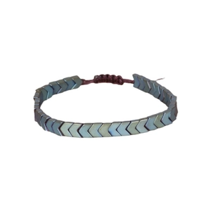 Handmade woven hematite arrow bracelet with adjustable sliding knot for men and women