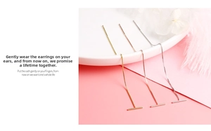Minimalist S925 silver threader earrings with bar detail in gold, rose gold and silver
