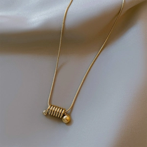 Collier En Acier Inoxydable Plaqué Or Pendentif Ressort Spirale Chaîne Serpent Bijoux Géométriques Femmes