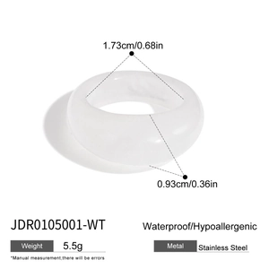 Parametri dettagliati dell'anello in acciaio inossidabile bianco, diametro 1,73 cm