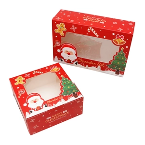 Christmas cupcake gift boxes with clear window featuring Santa and gingerbread man