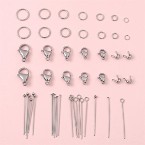 Kit de fabrication de bijoux en acier inoxydable avec fermoirs homard sur fond rose