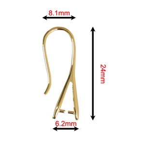 Minimalist gold copper earring hooks jewelry making parts with 24mm height dimensions