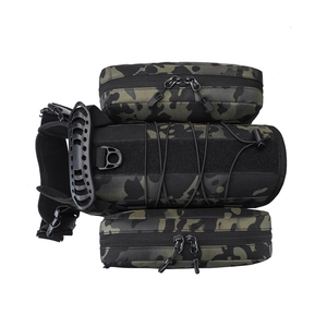 Tactical camouflage dog backpack with modular side pouches and nylon harness for large dogs