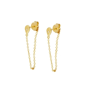 Elegant gold drop earrings with cubic zirconia and chain links for stylish women