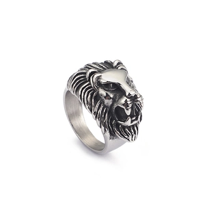 Löwenkopf Ring Edelstahl Retro Distressed Punk Biker Dominant Vintage Tier Schmuck Gotik Accessoire