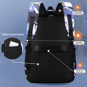 Men's stylish camo backpack with ergonomic straps and back anti-theft zipper pocket