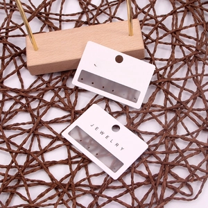 Detailed white PVC earring display cards with Jewelry text and hanging hole for packaging