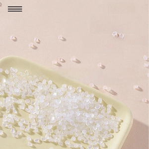 Macro shot of high-quality transparent PET plastic granules for lotion bottle manufacturing
