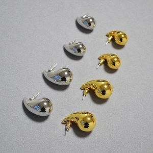 Teardrop Ohrringe Chunky Hohl Messing Vergoldet Mit 925 Sterling Silber Ohrring Stecker Minimalistisch Damen