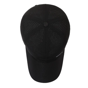 High-quality unisex black breathable quick-dry baseball cap with perforated mesh design