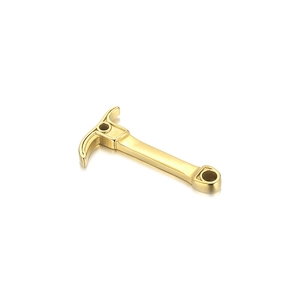 Polished gold stainless steel pickaxe pendant for creative jewelry making and DIY crafts