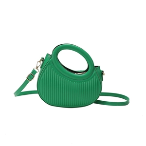 Sac à main plissé vert en forme de demi-lune avec bandoulière réglable pour femmes