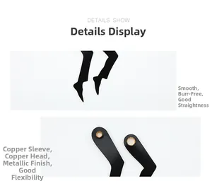 Detailed macro view of black metal clock hands with high-quality copper hex hole connectors