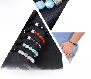 Détails de bracelets en pierres naturelles facettées 10mm avec séparateurs en argent