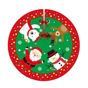 Gonna per albero di Natale con Babbo Natale, pupazzo di neve e renna in rosso e verde