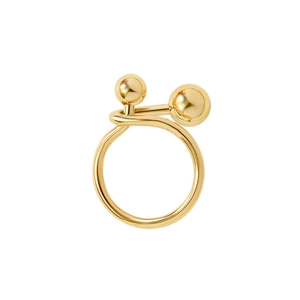 Minimalist double gold ball ring for women in 18K gold plated titanium steel with sleek finish