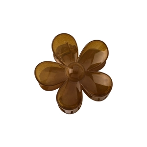 Translucent amber flower hair claw clip with petal shape and durable metal spring