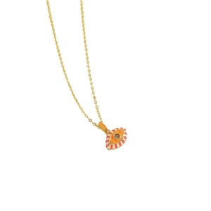 Bohemian gold chain necklace featuring a colorful enamel Evil Eye pendant with zircon