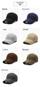 Selection of classic cotton baseball caps in black, navy, grey, khaki, and brown shades