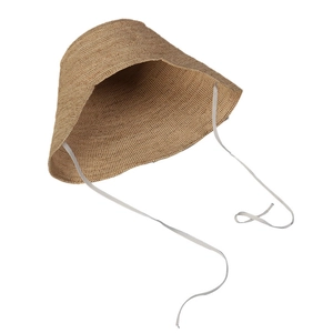 Elegant natural raffia sun hat with white bow tie straps for beach vacations