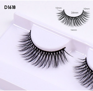 Detailansicht dichter falscher Wimpern, 34mm breit, mit Längenmaßen von 10mm bis 14mm